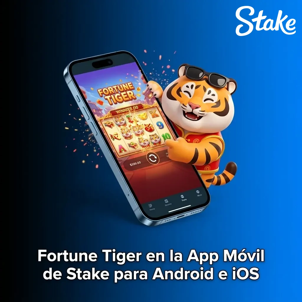 Fortune Tiger disponible en app móvil de Stake para Android e iOS en Argentina, con slots y promociones