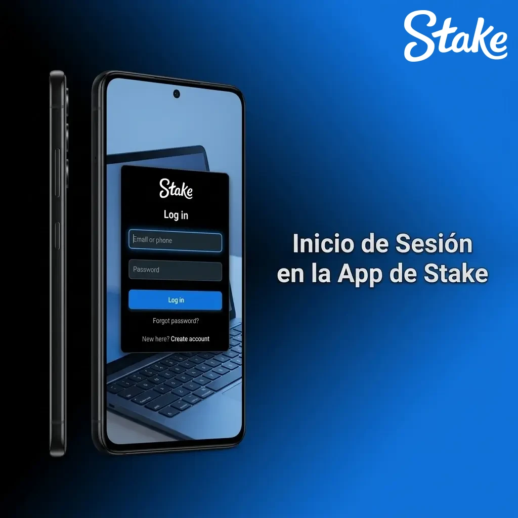 Pantalla de inicio de sesión en la app de Stake con formulario de acceso seguro y autenticación 2FA en Argentina