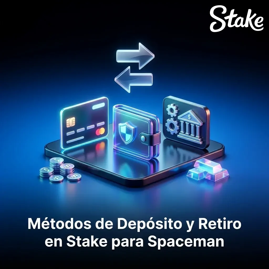Métodos de depósito y retiro en Stake para Spaceman: cripto, Visa, Mastercard, Apple Pay y más opciones disponibles.