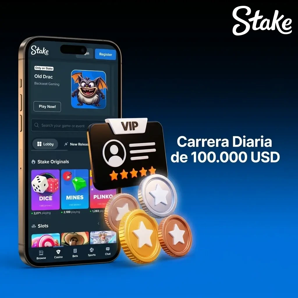 Carrera Diaria Stake: ganá tu parte de 100.000 USD apostando en casino y deportes. Premios en cripto para los top 5.000
