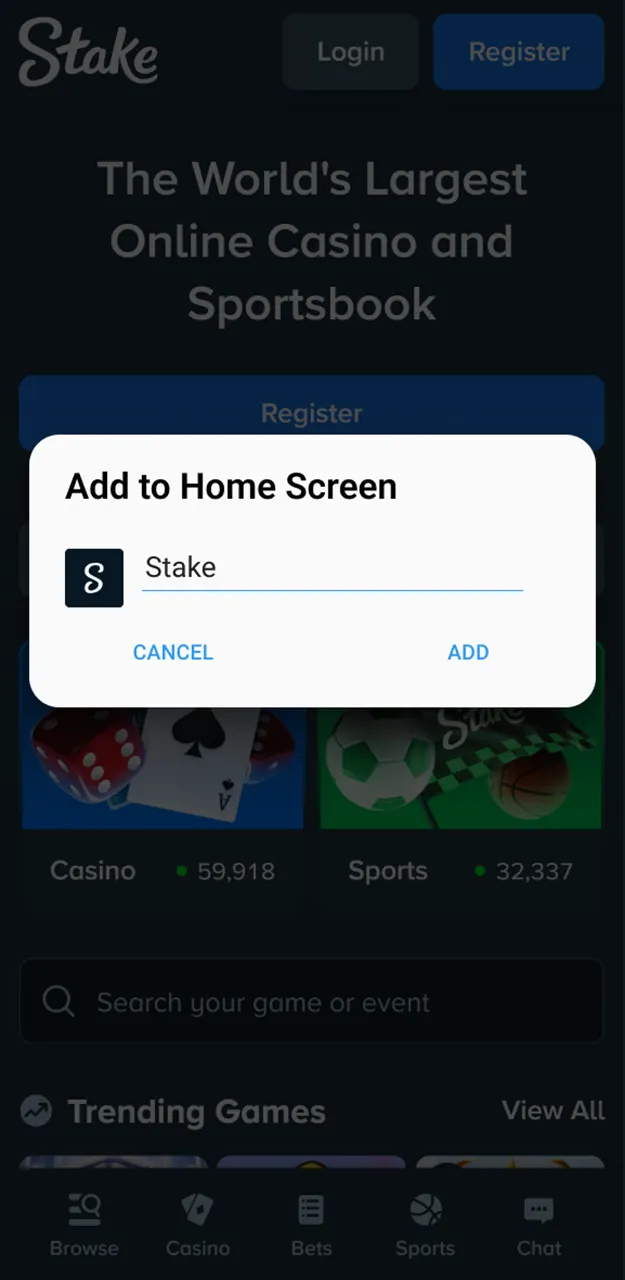 Download the Stake app and start using it right away.