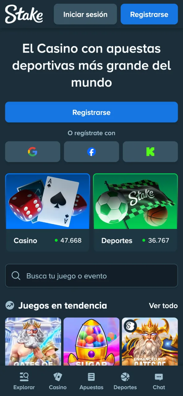 Stake inicio acceso rápido a contenidos.
