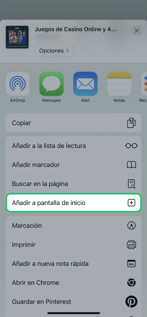 Stake acceso añadir a inicio y abrir app directamente.