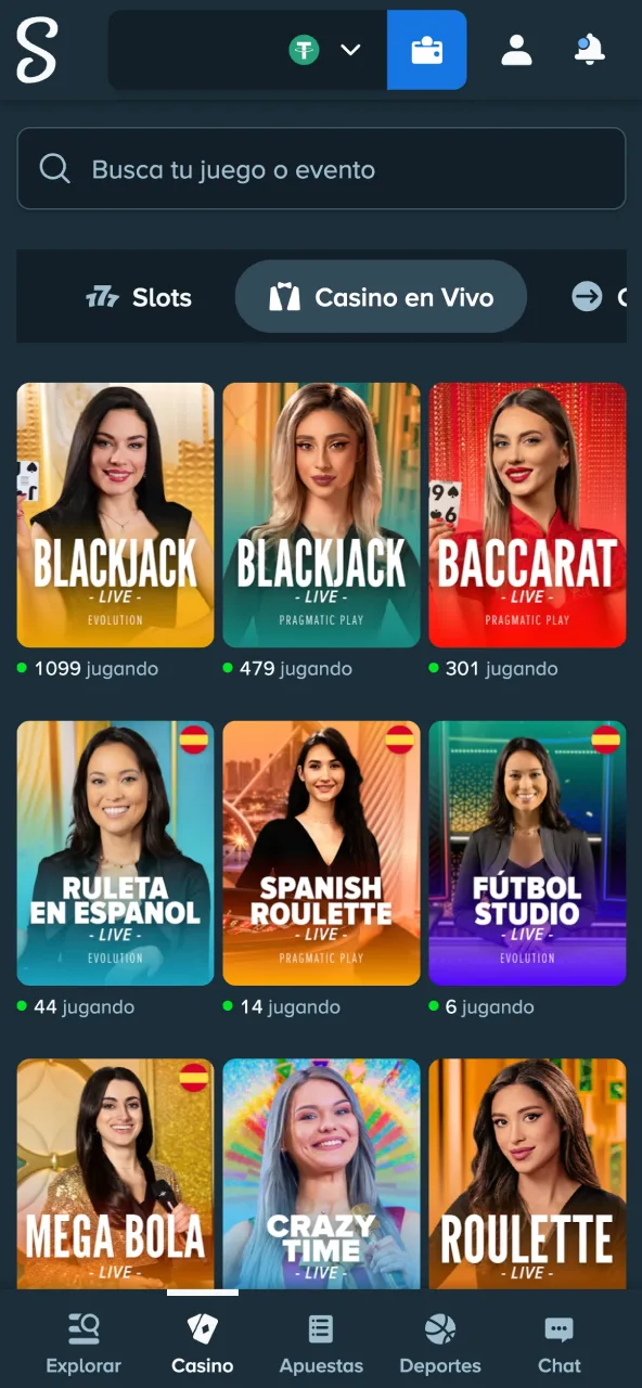 Mesa Stake seleccionar proveedor o límite de apuesta.