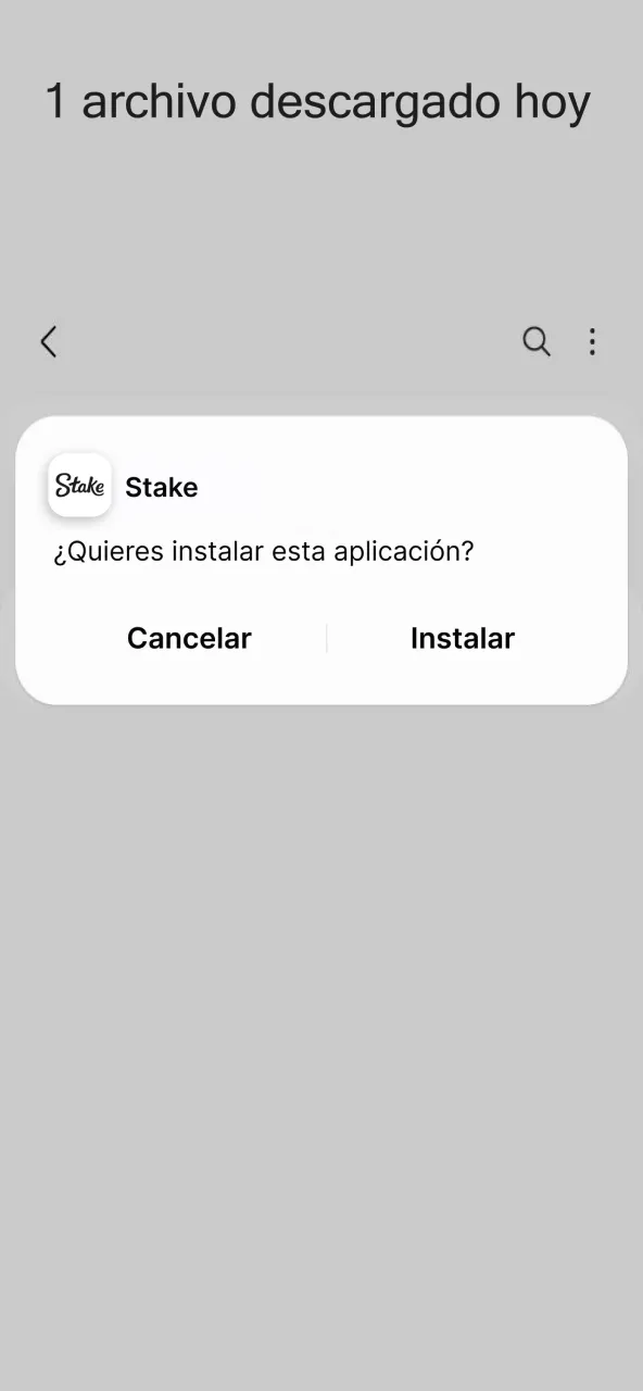 Instalar archivo APK descargado desde Stake.