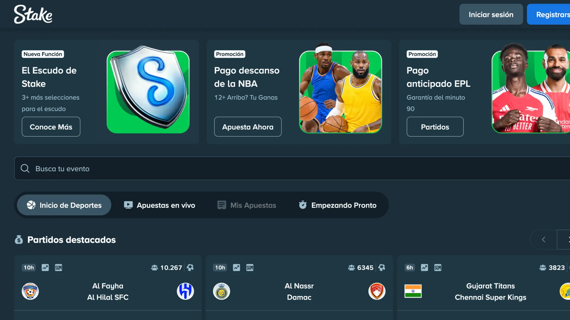 Stake deportes ver eventos y apuestas.