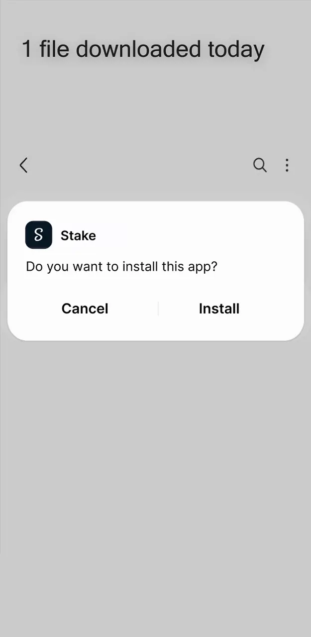 Install the APK file downloaded from Stake.