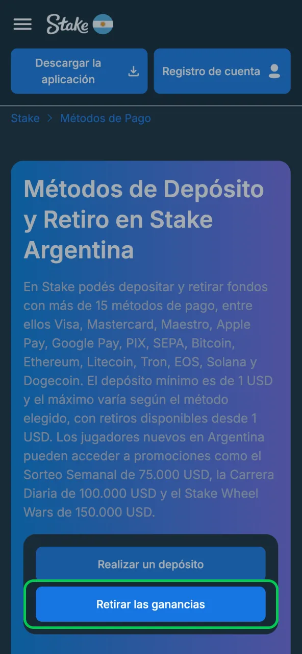 Inicio sesión entrar con usuario y contraseña en Stake.