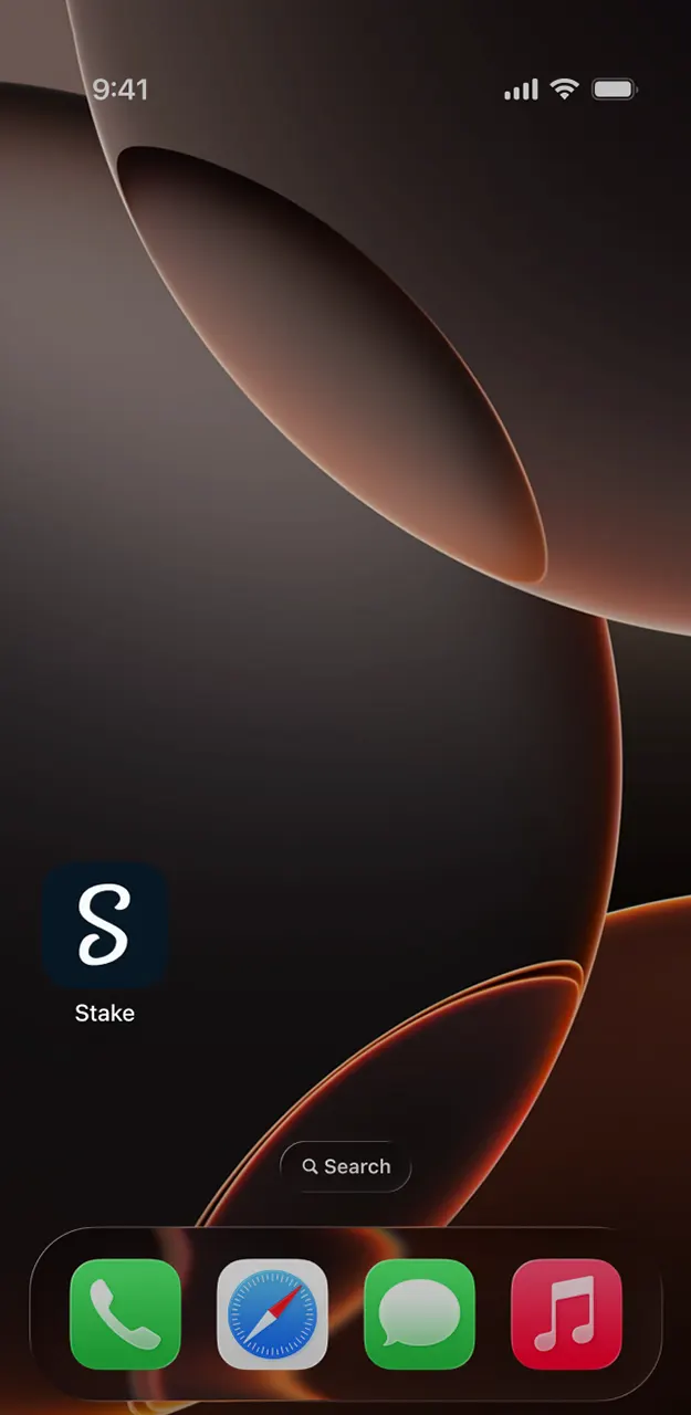 To start Stake, press and hold the icon to view options.