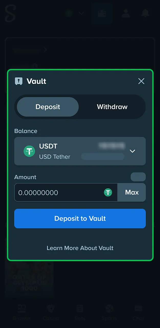 For your first deposit, select a payment method and add funds to your Stake account.