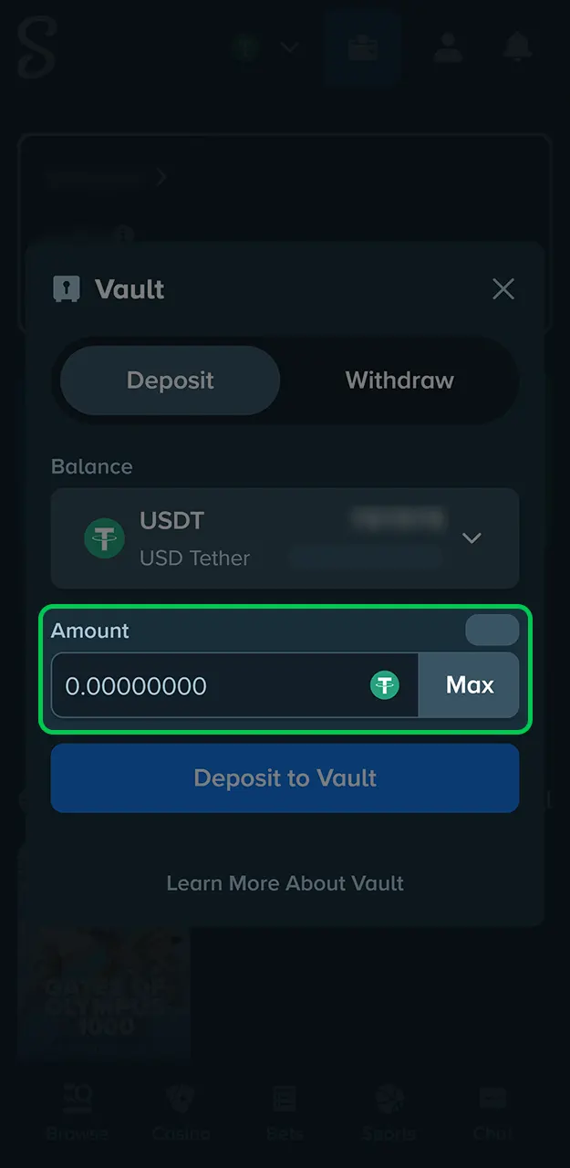 Check the stake limits to see what amount is allowed.