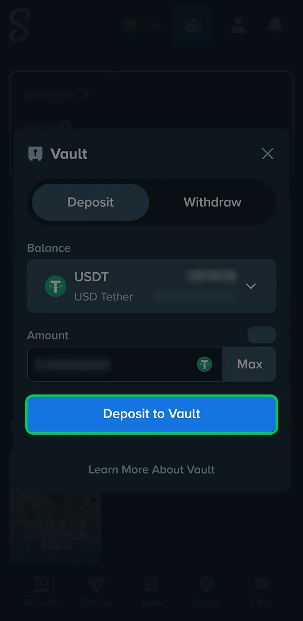 Stake funds will be credited to your balance after the transaction is confirmed.