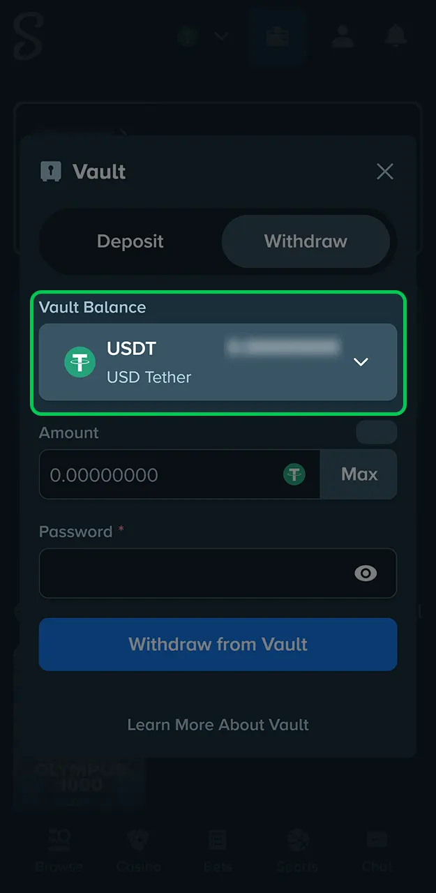 To ensure a secure withdrawal, select a payment method supported by Stake.