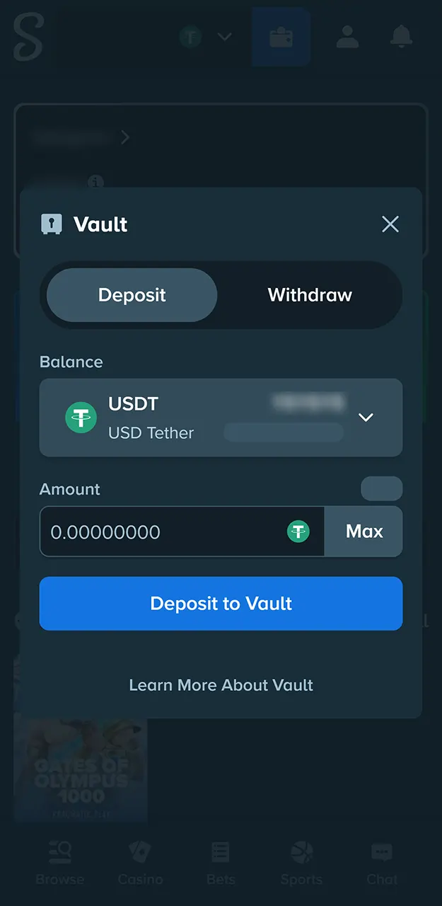 To fund your account, make a deposit using a credit card or cryptocurrency on Stake.